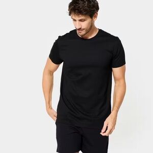Rough Dress Mens Black Crew Neck Cotton Stretch T-Shirt Short Sleeve Large